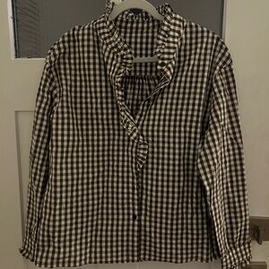 Amazon Essentials Brown Checkered Blouse